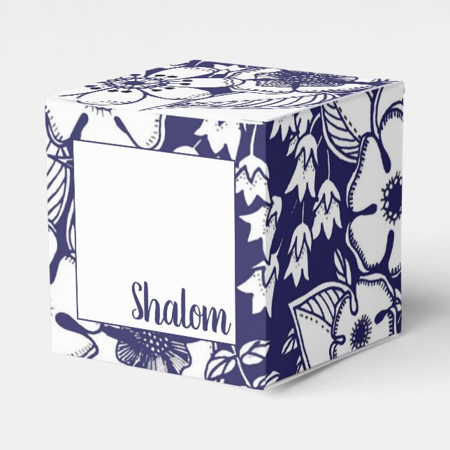 Girly Botanical Shalom Blue White Garden Teckning Presentaskar (Framsidan Sidan)
