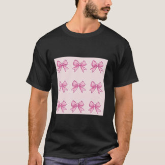 Girly Bow i Watercolor coquette Aesthetic Rosa Bo T Shirt