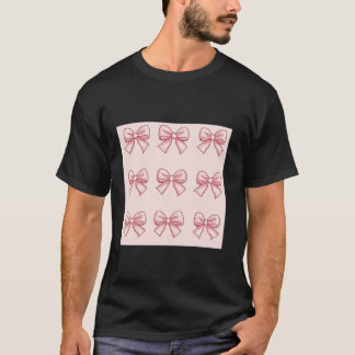 Girly Bow i Watercolor coquette Aesthetic Rosa Bo T Shirt
