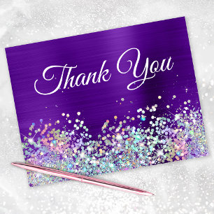 Girly Bright Indigo Lila Foil Holo Glitter Tack Kort