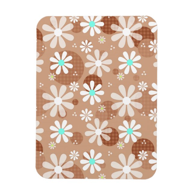 Girly Brown Daisy Flower Mönster Cute Aqua Dots Magnet (Vertikal)