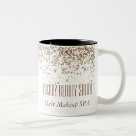 Girly Brown & Guld Glittery Luxury Beauty Salon Två-Tonad Mugg