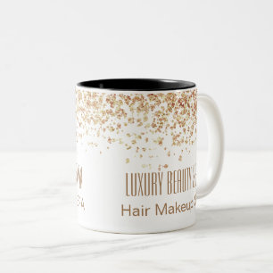 Girly Brownish Glittery Luxury Beauty Salon Två-Tonad Mugg