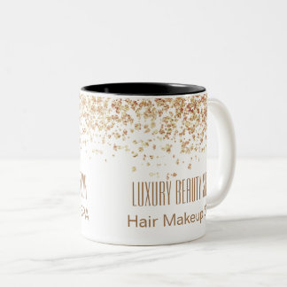 Girly Brownish Glittery Luxury Beauty Salon Två-Tonad Mugg