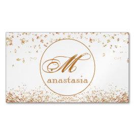 Girly Brownish Glittery Luxury Monogram Salon Magnetiska Visitkort