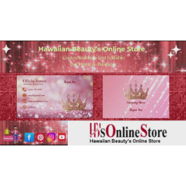 Girly Business Trendy Glitter Elegant Crown QRCode Visitkort