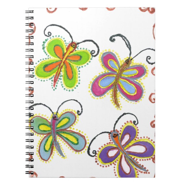 Girly Butterfly Anteckningsbok Med Spiral (Framsidan)