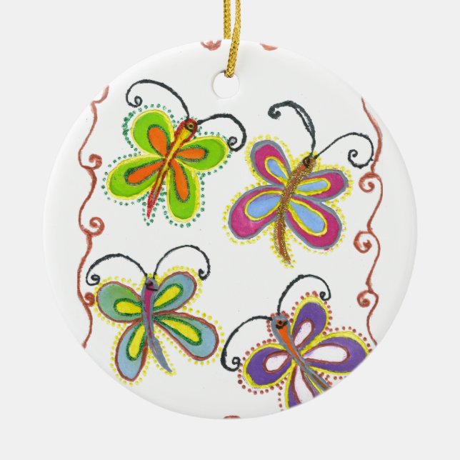 Girly Butterfly Julgransprydnad Keramik (Framsidan)