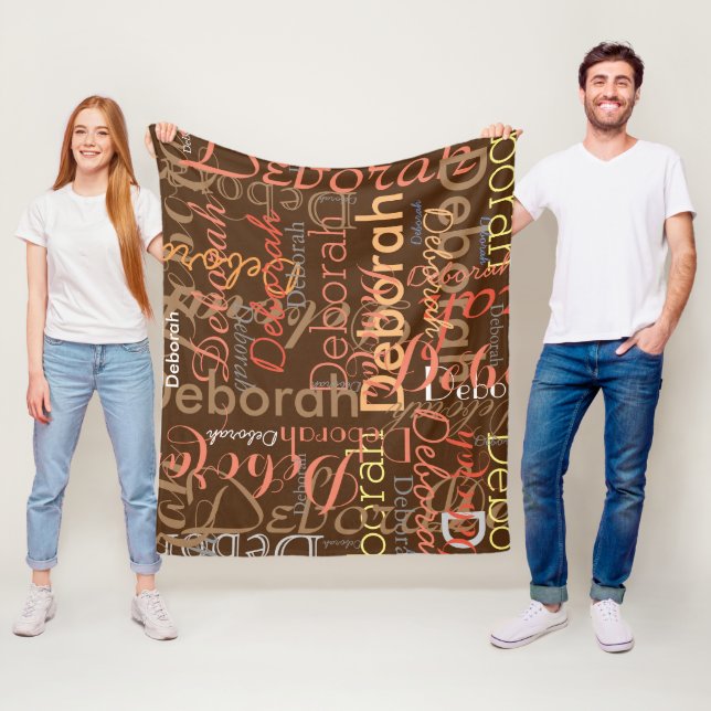 Girly Calligraphy Coola Typography Brown Fleecefilt (På plats)