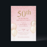 Girly Calligraphy Glitter Surprise 50:e födelsedag Inbjudningar<br><div class="desc">Girly Calligraphy Rosa Glitter Surprise 50:e femtiodagars inbjudan</div>
