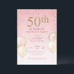 Girly Calligraphy Glitter Surprise 50:e födelsedag Inbjudningar<br><div class="desc">Girly Calligraphy Rosa Glitter Surprise 50:e femtiodagars inbjudan</div>