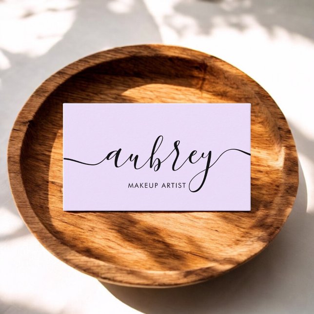 Girly Calligraphy Minimalist Light Lila Visitkort (Skapare uppladdad)