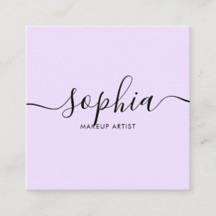 Girly Calligraphy Modern Light Lila Fyrkantigt Visitkort