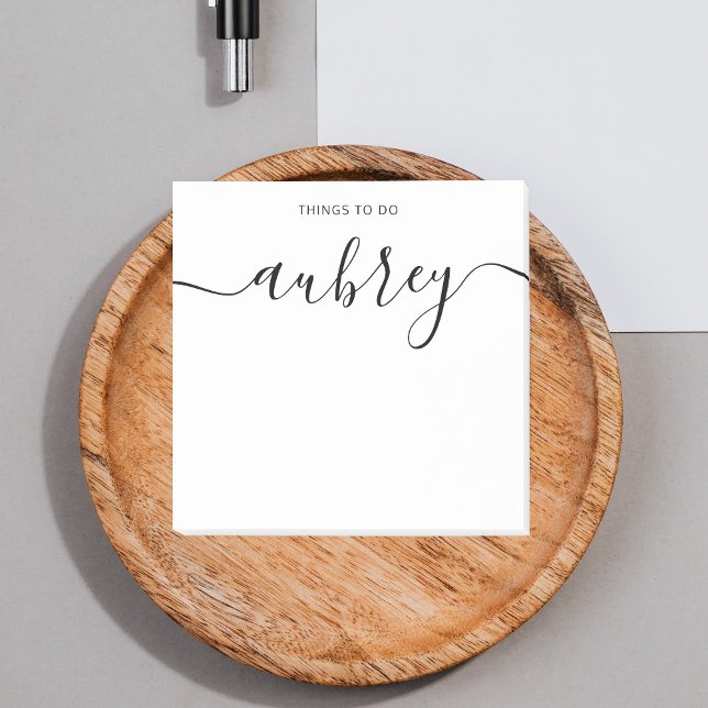 Girly Calligraphy Monogram Minimalist White Post-it Block (Skapare uppladdad)