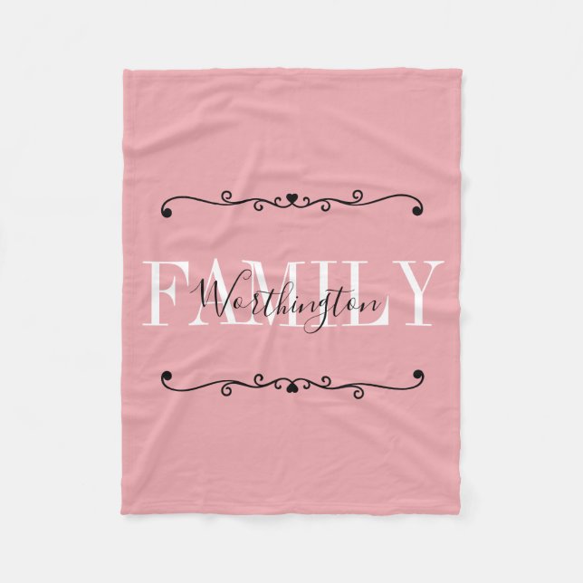 Girly Calligraphy words Name pink blush red Fleecefilt (Framsidan)