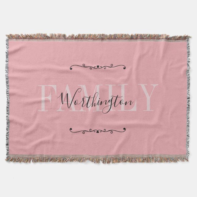 Girly Calligraphy words Name pink blush red Throw Filt (Framsidan)