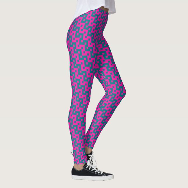 Girly Candy Rosa Geometric Mönster att anpassa Leggings (Höger)