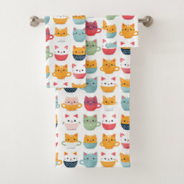 Girly Cat Patterm Colorful Tea Kopp Kittens