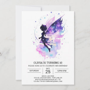 Girly Charming Fairy Birthday Inbjudningar