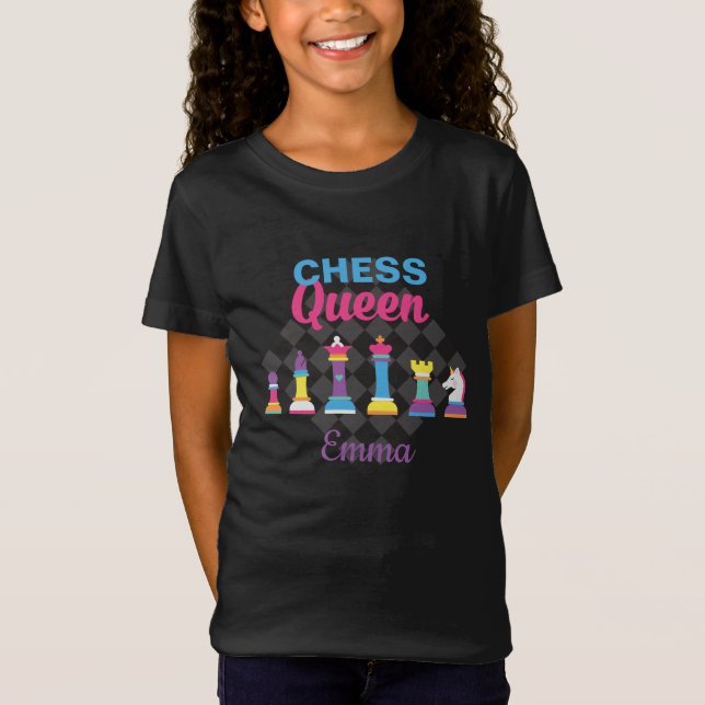 Girly Chess Queen färgstark Personlig T Shirt (Framsida)