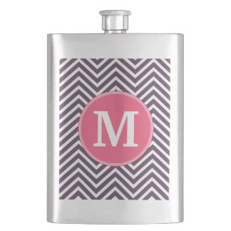 Girly Chevron Mönster med Monogram - Rosa Lila Fickplunta