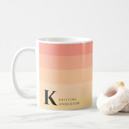 Girly Chic Gentle Peach Ombre Classic Monogram Kaffemugg
