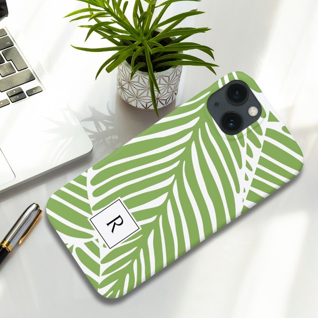 Girly Chic Grönt Löv Monogram (Skapare uppladdad)