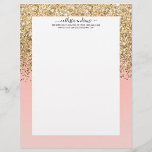 Girly Chic Guld Confetti Rosa Gradient Ombre Brevhuvud