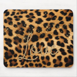 Girly Chic Leopard Guld Glitter Kärlek Musmatta