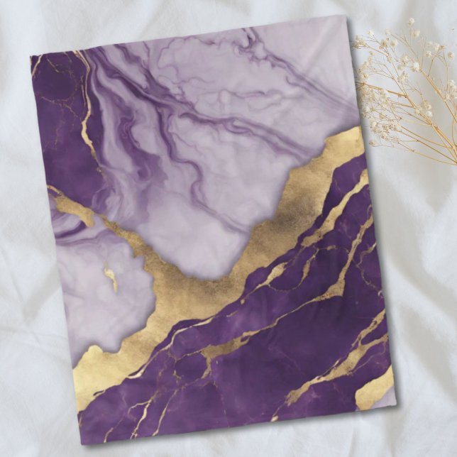 Girly Chic Minimalist Scandinavian Lila Marble Fleecefilt (Girly Chic Minimalist Scandinavian Purple Marble Fleece Blanket)