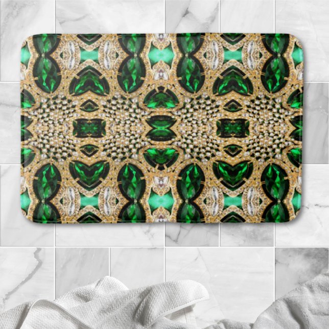 girly chic mode art deco guld emerald grönt badrumsmatta (girly chic fashion art deco gold emerald green bath mat)