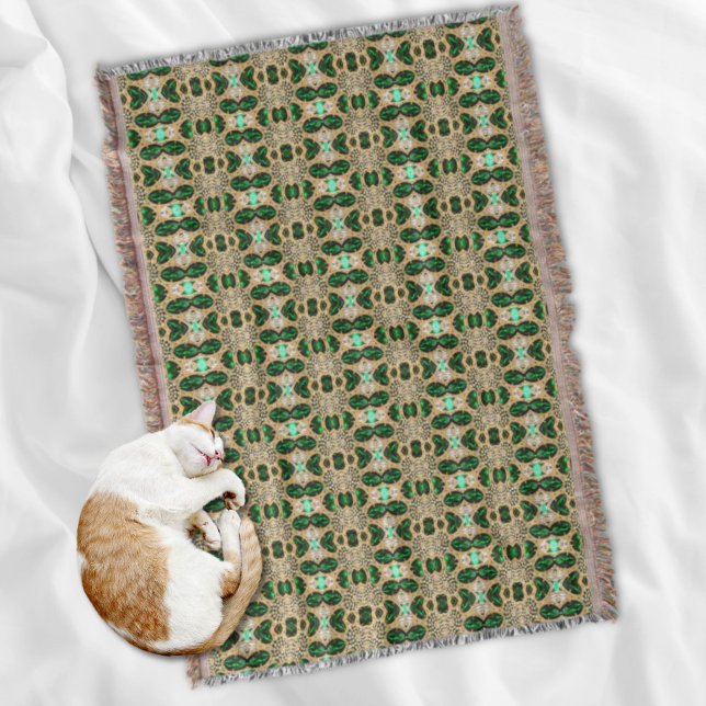 girly chic mode art deco guld emerald grönt filt (girly chic fashion art deco gold emerald green throw blanket)
