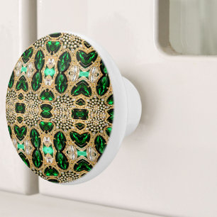 girly chic mode art deco guld emerald grönt knopp