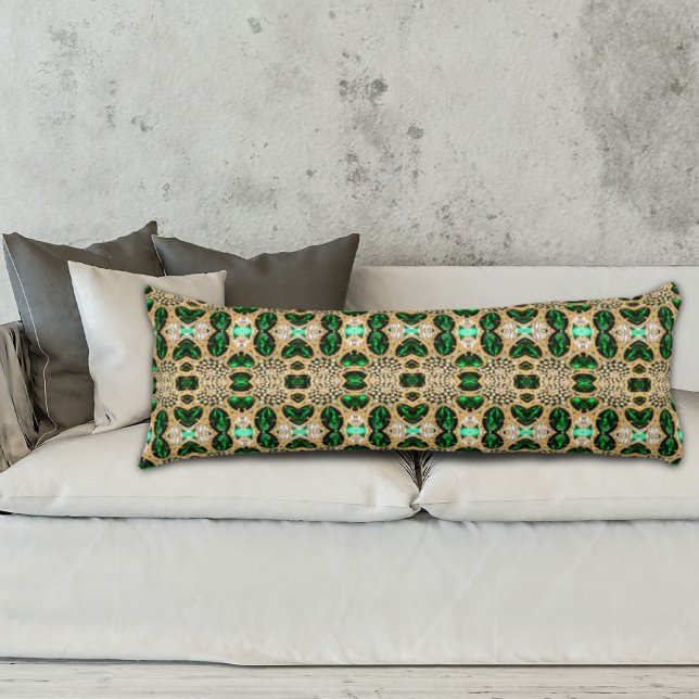 girly chic mode art deco guld emerald grönt kroppskudde (girly chic fashion art deco gold emerald green body pillow)