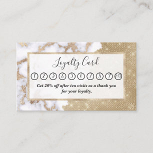 Girly Chic Modern Glam Guld Glitter Marble Mönster Lojalitetskort
