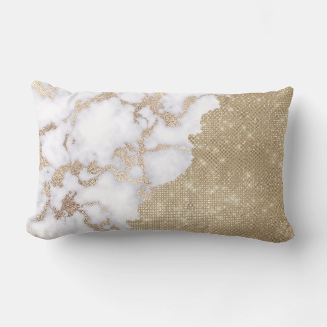 Girly Chic Modern Glam Guld Glitter Marble Mönster Lumbarkudde (Framsida)