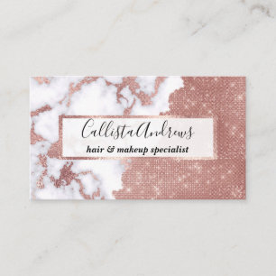 Girly Chic Modern Ro Guld Glitter Marble Mönster Visitkort