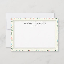 Girly Chic Pastel Pink Blue Flowers Pattern Anteckningskort