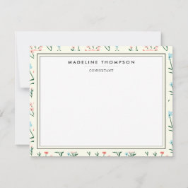 Girly Chic Pastel Pink Blue Flowers Pattern Anteckningskort