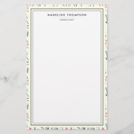 Girly Chic Pastell Rosa Blå Blommönster Brevpapper