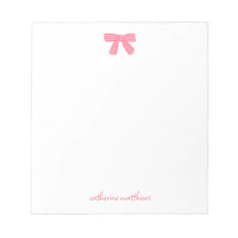 Girly Chic Pink Bow Custom Stationery Anteckningsblock