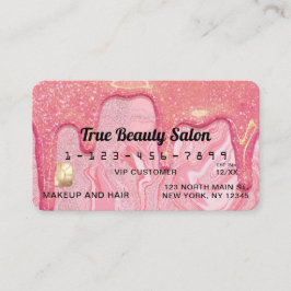 Girly Chic Rosa Glitter Marble Dricks Kredit Visitkort