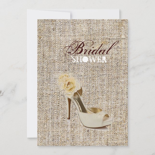 Girly Chic Rustic Land burlap möhippa Inbjudningar (Framsida)