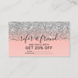 Girly Chic Silver Confetti Rosa Gradient Ombre Rabattkort