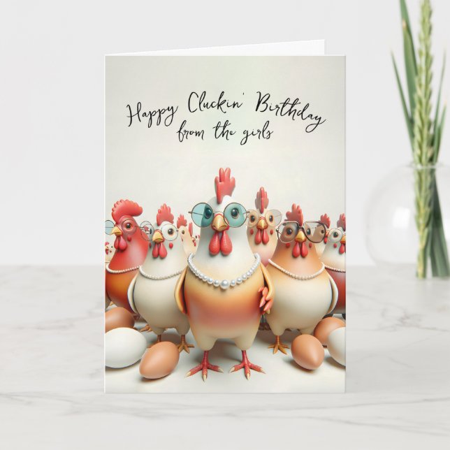 Girly Chickens Birthday Humor Kort (Framsida)