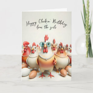 Girly Chickens Birthday Humor Kort