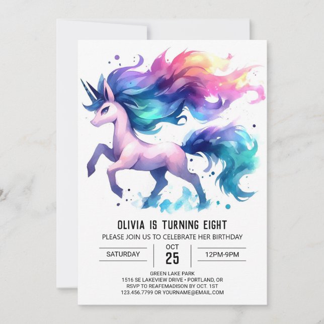 Girly Children Horse Birthday Inbjudningar (Framsida)