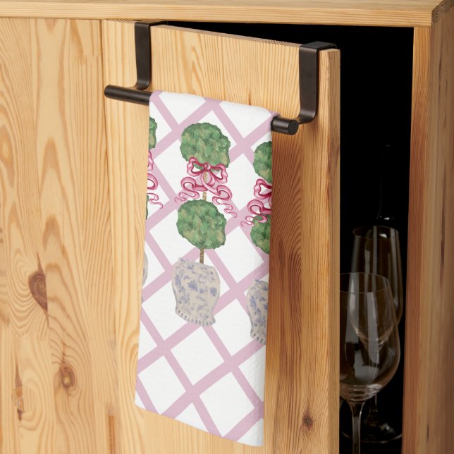 Girly Chinoiserie Ginger Burk Burk Topiary Basket Kökshandduk (Thirds Fold)