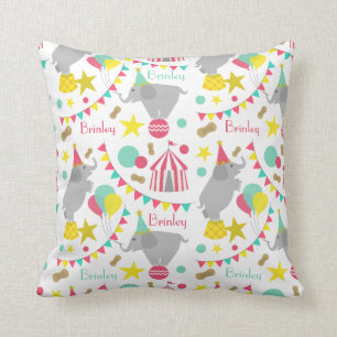 Girly Circus Elephants Personlig Pillow Kudde