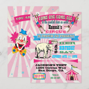 GIrly Circus Poster Stil-partiinbjudningar Inbjudningar